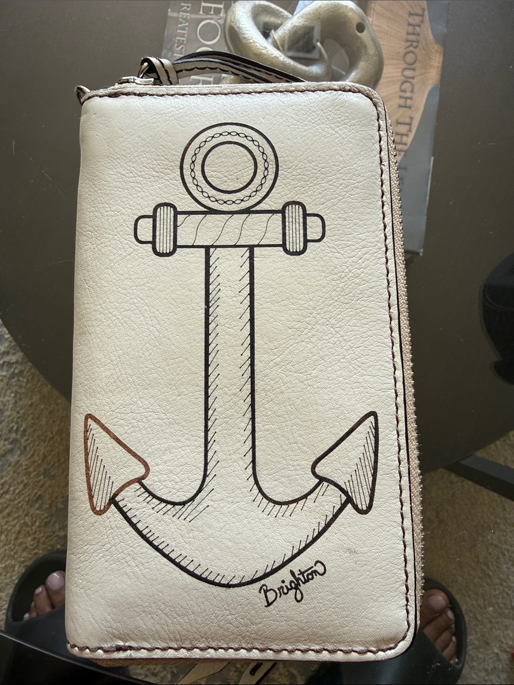 Brighton Wallet White Leather "ANCHOR"